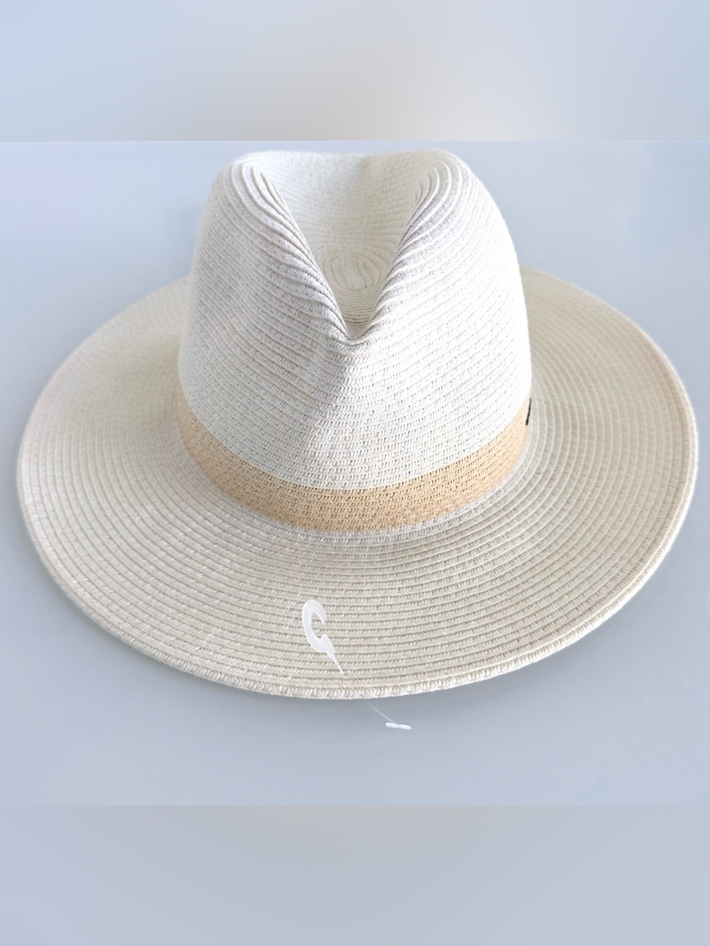 Rag & Bone City Straw Fedora Hat Cream Logo Band Size S New - Picture 5 of 9